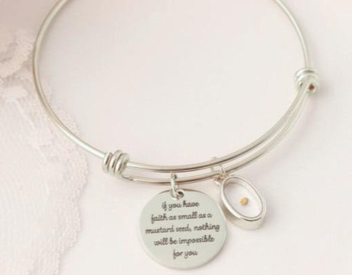 Inspirational Bracelet - Matthew 17:20- Faith As Small As A Mustard Seed